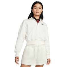 Свитшот Nike Sportswear Phoenix Fleece Women&apos;s Oversized Half Zip Crop, серовато-белый/черный