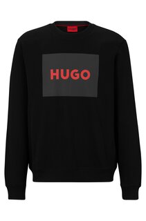 Свитер Hugo Cotton-terry With Red Logo Print, чёрный