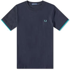 Футболка Fred Perry Tipped Cuff Pique, темно-синий и мятный