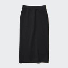 Длинная узкая трикотажная юбка Uniqlo Quick-drying Casual Business Commuting, черный