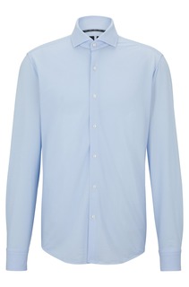 Рубашка Hugo Boss прямого кроя из структурированной эластичной ткани, светло-голубой