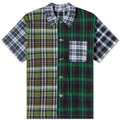 Рубашка Beams Boy Check Short Sleeve, темно-синий/темно-зеленый