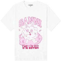 Футболка GANNI Love Bunny Relaxed, белый/розовый