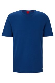 Футболка Hugo Pima-cotton Regular-fit With Contrast Logo, тёмно-синий