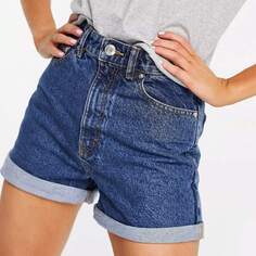 Шорты джинсовые Pull&amp;Bear High Waisted Mom, синий