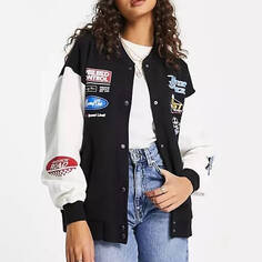 Куртка Pull&amp;Bear Oversized Moto Cross, черный