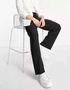 Брюки Pull&amp;Bear Smart Wide Leg Trousers With Pinstripes, черный