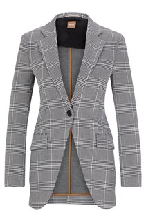 Жакет Hugo Boss Slim-fit Checked In Stretch Fabric, серый