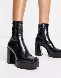 Ботинки Pull&amp;Bear patent heeled, черный