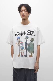 Белая футболка Gorillaz Pull&amp;Bear, белый