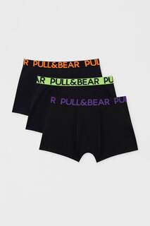 Набор из 3 боксеров с неоновым логотипом на поясе. Pull&amp;Bear