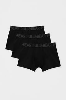 Набор из 3 серых боксеров с логотипом Pull&amp;Bear, черный