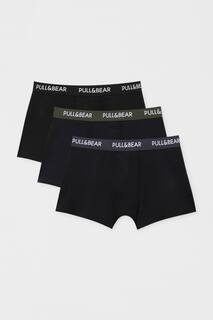 Набор из 3 базовых боксеров с логотипом на поясе. Pull&amp;Bear