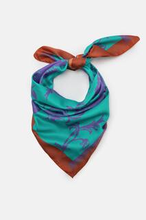 Атласный шарф с цветочным принтом Pull&amp;Bear, синий
