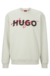 Свитшот Hugo Cotton-blend Relaxed-fit With Double Logo, белый