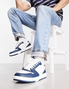 Кроссовки на шнуровке Pull&amp;Bear, белый/синий