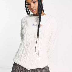 Кардиган Pull&amp;Bear Cable Knit Oversized, молочный