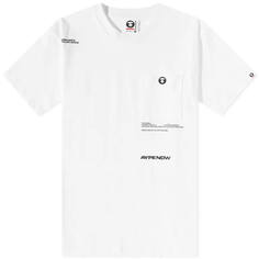 Футболка Aape Now Silicone Badge Pocket Tee, белый