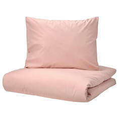 Комплект постельного белья Ikea Strandtall, 2 предмета, темно-розовый/светло-розовый
