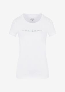 Узкая футболка из хлопкового джерси с логотипом Armani Exchange, белый