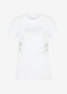 Футболка классического кроя из хлопкового джерси с логотипом Armani Exchange, белый