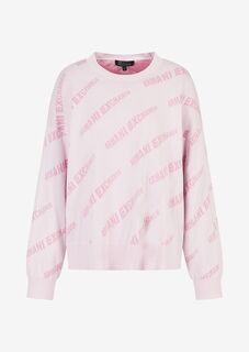 Вязаный свитер с круглым вырезом из органического хлопка Armani Exchange, розовый