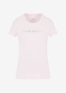 Узкая футболка из хлопкового джерси с логотипом Armani Exchange, розовый