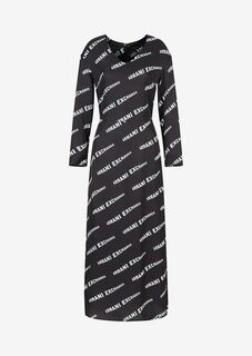 Платье из легкого струящегося вискозного твила Armani Exchange, черный