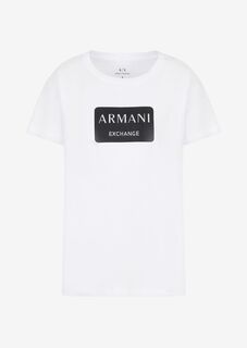 Футболка Boyfriend First из хлопка с круглым вырезом и логотипом Armani Exchange, белый