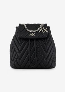 Рюкзак из экокожи с узором &quot;елочка&quot; Armani Exchange, черный