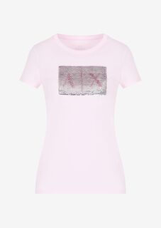 Хлопковая футболка узкого кроя Armani Exchange, розовый