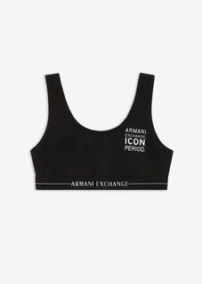 Бралетт из эластичного хлопка с логотипом Icon Armani Exchange, черный