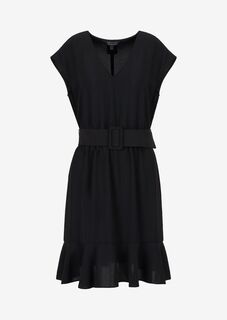 Платье миди из переработанной ткани с поясом Armani Exchange, черный