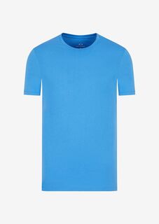 Приталенная футболка из хлопка пима с короткими рукавами Armani Exchange, синий