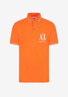 Рубашка поло из хлопкового пике с логотипом Icon Armani Exchange, оранжевый