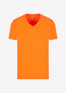 Приталенная футболка из хлопка пима с короткими рукавами Armani Exchange, оранжевый