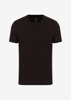 Приталенная футболка из хлопка пима с короткими рукавами Armani Exchange, черный