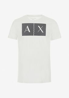 Узкая хлопковая футболка с логотипом Armani Exchange, белый