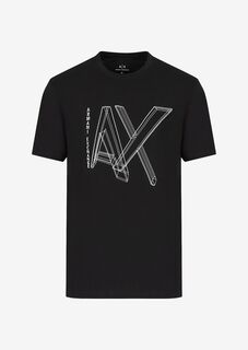 Футболка классического кроя из хлопкового джерси с логотипом Armani Exchange, черный