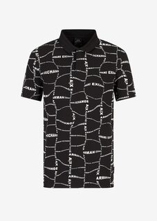 Рубашка поло из эластичного хлопка Armani Exchange, черный