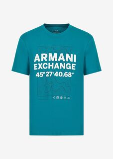 Футболка стандартного кроя Armani Exchange, лазурный