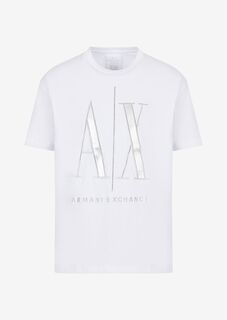 Светоотражающая футболка с логотипом Icon Armani Exchange, белый