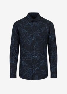 Рубашка из поплина из органического хлопка с принтом орла по всей поверхности Armani Exchange, синий