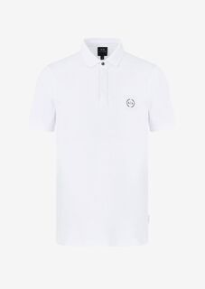 Рубашка поло из эластичного хлопкового пике Armani Exchange, белый