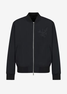 Куртка-бомбер из переработанного эластичного нейлона с логотипом в виде орла Armani Exchange, черный