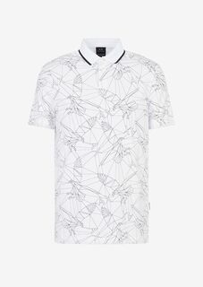 Рубашка поло из органического джерси и хлопка с принтом в виде орла по всей поверхности Armani Exchange, белый