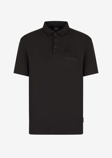 Рубашка поло из хлопкового модала с интерлоком Armani Exchange, черный