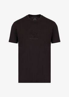Хлопковая футболка из джерси стандартного кроя с логотипом Armani Exchange, черный