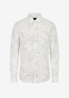 Рубашка из поплина из органического хлопка с принтом орла по всей поверхности Armani Exchange, белый