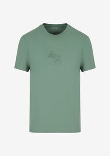 Хлопковая футболка из джерси стандартного кроя с логотипом Armani Exchange, зеленый
